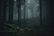 Forest in fog creating a mysterious atmosphere