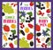 Forest and garden ripe berries, vertical cards