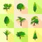 Forest grass icons set, cartoon style