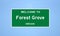 Forest Grove, Oregon city limit sign. Town sign from the USA