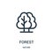 forest icon vector from nature collection. Thin line forest outline icon vector illustration. Linear symbol for use on web and