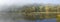 Forest lake landscape in fog at shangri la