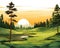 forest landscape and a golf course with a white background.