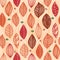 Forest leaves seamless pattern in pastel colors in warm colors. Wallpaper with natural floral ornaments. Hand-drawn drawing.