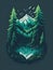 A forest montain lake aventures magic t-shirt design, Generative Ai