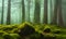 forest and moss fantasy wallpaper. Generative AI.