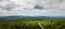 forest on the mountain ridges with a path, view from the Velka Destna lookout tower, Orlicke hory, Czech republic