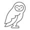 Forest owl thin line icon, worldwildlife concept, owl vector sign on white background, forest owl outline style for