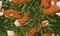 Forest pattern with leaves and foxes with small red berries not only for children