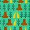 Forest pattern seamless. Bear and Hare. Trees and animals background. Baby Fabric Texture