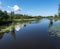 Forest pond in a wild place. Clean natural rivers and lakes