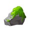 Forest rock with moss. Gray stone brocken in cartoon. Mountain part of natural design shape. Vector illustration