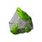 Forest rock with moss. Gray stone brocken in cartoon. Mountain part of natural design shape. Vector illustration