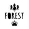 Forest text typography bear paw adventures. Quotes hipster logo illustration Hand drawn black icon vector