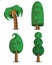 Forest Trees, Hedges Illustration of a set of cartoon spring or summer forest trees and other forest elements