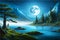 forest under the full moon, capturing the mystical ambiance of Cancer\\\'s water element.