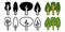 Forest Vector Icon Design Set Green Monochrome Mark