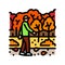 forest walk autumn season color icon vector illustration