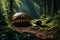 Forest Wanderer: The Tranquil Journey of a Snail\\\'s Trail\\\