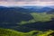 Forested rolling hills of Carpathian mountains