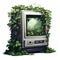 Forestpunk-inspired Computer With Plants And Vines: A Neo-geo Confessional