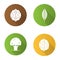 Forestry flat design long shadow glyph icons set