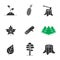 Forestry glyph icons set