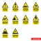 Forestry hazard signs icon set of color types. Isolated vector sign symbols. Icon pack