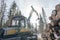 Forestry. Image of logger at work in winter woods