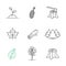 Forestry linear icons set