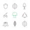 Forestry linear icons set