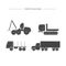 Forestry machines black line icon set.