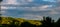 Forests in the rolling hills in the evening, landscape panorama