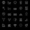 Forex line icons with reflect on black background