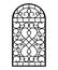 Forged fence. Gothic door, vector design. Decorative garden gate. Metal pattern or iron wicket for garden, castel. Rich ornament