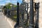 Forged fence with symbols in front of the building of Moscow State University