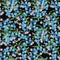 Forgetting seamless pattern. Blue pink flowers green on black background flat design element s