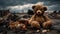 Forgotten Memories Abandoned and Wounded Teddy Bear Amidst Refuse. Generative Ai