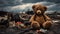 Forgotten Memories Abandoned and Wounded Teddy Bear Amidst Refuse. Generative Ai