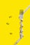 Fork and centimeter on yellow background. Numbers of ideal shape