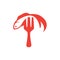 The fork and fish logo is minimalist and unique