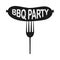 Fork with grill sausage isolated on white background. BBQ party. Barbecue time. Cookout concept. Vector flat design