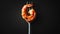 Fork with grilled shrimp, black clear background. Aesthetic seafood concept. Generative AI