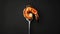 Fork with grilled shrimp, black clear background. Aesthetic seafood concept. Generative AI