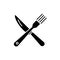 Fork and knife black icon, vector sign on isolated background. Fork and knife concept symbol, illustration