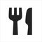 Fork and knife black simple icon, restaurant symbol