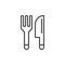 Fork and knife, Cutlery line icon, outline vector sign, linear style pictogram isolated on white.