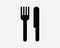 Fork and Knife Icon. Cutlery Kitchen Utensil Dine Dining Meal Eat Silverware. Black White Sign Symbol EPS Vector