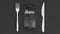 Fork, knife and smartphone with Menu written on screen