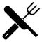 Fork and knife solid icon. Crossed fork and knife vector illustration isolated on white. Cutlery glyph style design